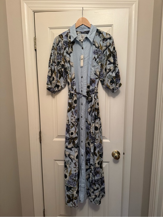 Anthropologie Dresses & Skirts - Anthropologie Maeve Light Blue Floral Button-Front Maxi Shirtdress. Size S. NWT.